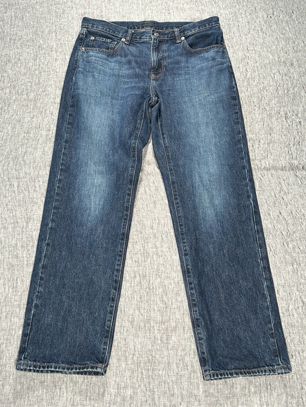 Uniqlo Kaihara Jeans Mens 33x30 Blue Regular Straight Mid Rise Japanese Denim